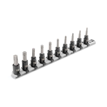 Tekton 3/8 Inch Drive Torx Impact Bit Socket Set with Rail, 10-Piece (T20 - T60) SIB91103